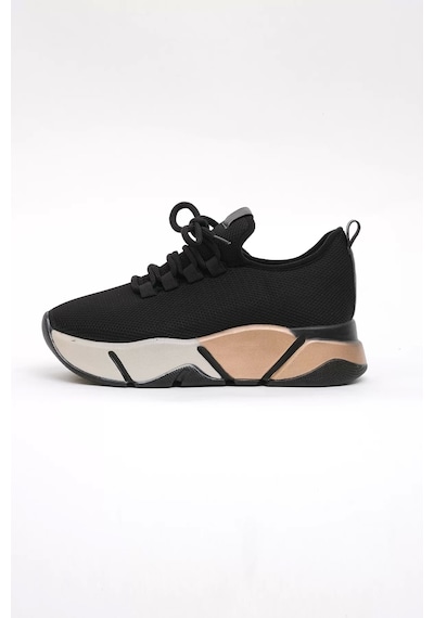 Kalın Taban Outdoor Kadın Sneaker Siyah Ayakkabı 45020 Çok Renkli