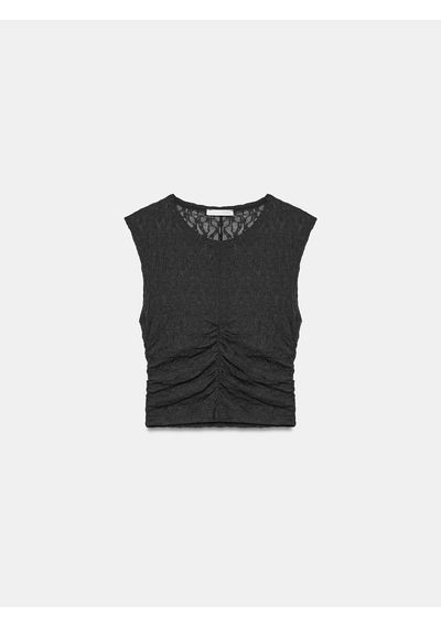 Dilvin 32492 Büzgülü Dantel Top-siyah