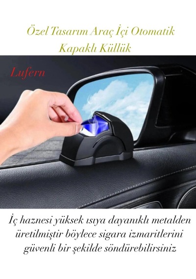 Özel Tasarım Araç İçi Otomatik Kapaklı Küllük Kavisli Isıya Dayanıklı Kötü Koku Sigara İzmarit