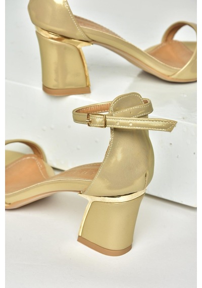 Fox Shoes U820231509 Altın Kalın Topuklu Kadın Ayakkabı Altın