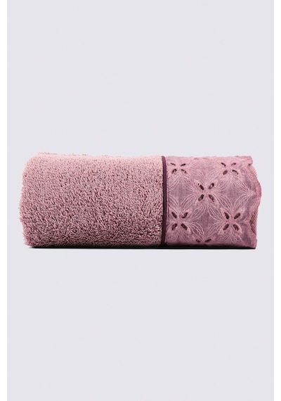 Ecocotton Ella Banyo Havlusu %100 Organik Pamuk Brodeli Pudra 80x150 Cm - Pamuk