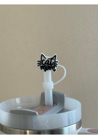 Sevimli Kedi Model Silikon Toz Geçirmez Sızdırmaz Pipet Kapağı 1 Adet Termos Ile Uyumlu Siyah - Beyaz