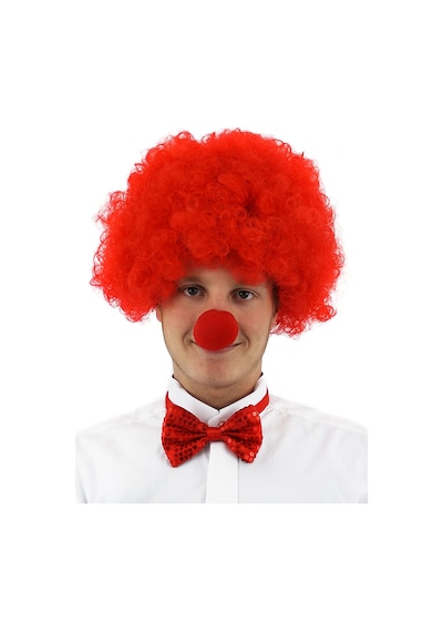 Kırmızı Renk Kıvırcık Afro Bonus Peruk Takma Ve Kırmızı B Seti Çok Renkli