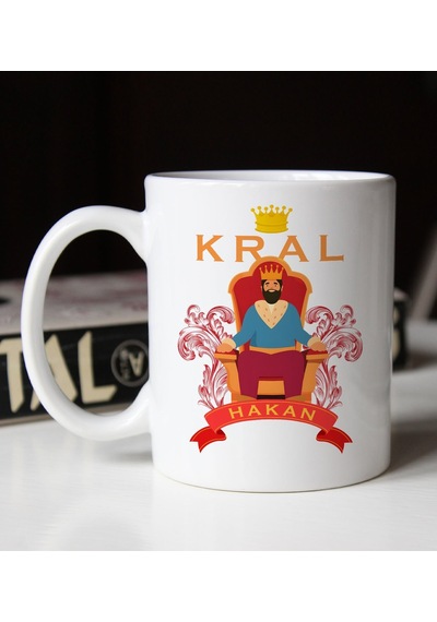 Bk Gift Kişiye Özel Tahttaki Kral Tasarımlı Beyaz Kupa Bardak-1, Arkadaşa Hediye, Sevgiliye Hediye Kobitmeyencom33661 Bk Gift
