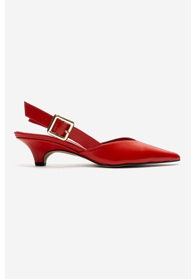 Luvishoes Dıorıs Kırmızı Cilt Hakiki Deri Kadın Kısa Topuklu Ayakkabı