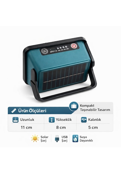 50w Solar Led Projektör 6500k Ultra Güçlü Kamp Lambası Bahçe Aydınlatması Koyu Yeşil