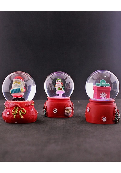 3 Adet Yeni Yıl Noel Hediyesi Temalı Mini Boy Işıklı Kar Küresi