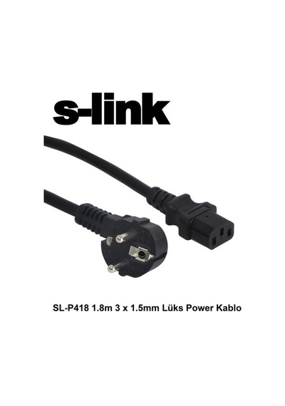 S-link Sl-p418 1.8 Metre 3x1.5mm Siyah Lüks Power Kablosu Plastik Mh-hs5719-0610
