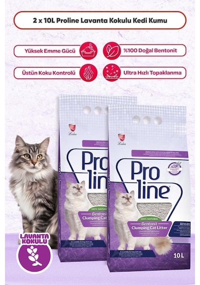 Proline Lavanta Kokulu Kedi Kumu 2x10 Lt 2 Adet 10 Lt
