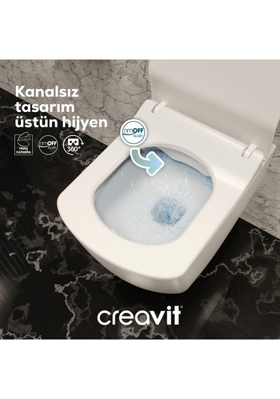 Creavit Elegant Rim-off Asma Klozet Ve Duroplast Yavaş Kapanan Klozet Kapağı