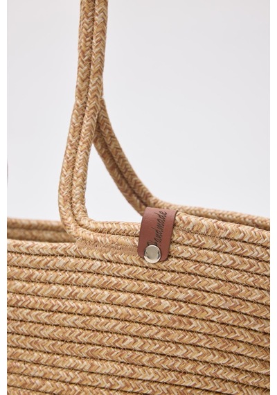 Shule Bags Dorena Handmade Hasır Omuz Çantası Vizon Vizon