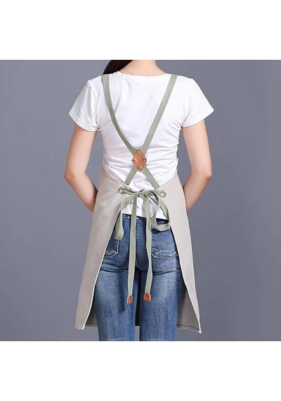 Valkyrie Unisex Kanvas Mutfak Önlüğü Ayarlanabilir Askılı Cepli Barista Garson Servis Önlüğü Kırık Beyaz