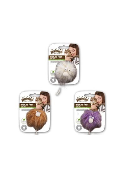 Pawise 7 CM Catnipli Tüylü Canavar Peluş Kedi Oyuncağı Çok Renki