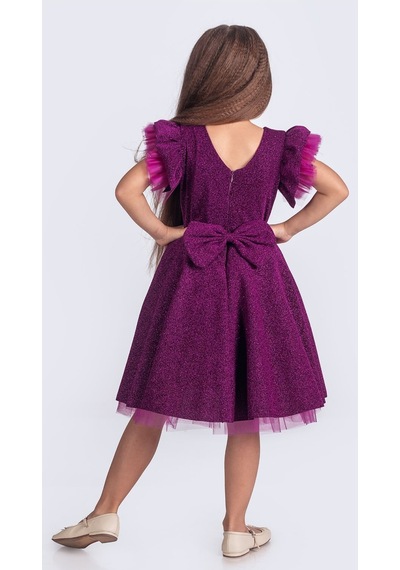 Mnk Baby & Kids Simli Şanzelize Kız Çocuk Abiye Elbise M00669 Mor