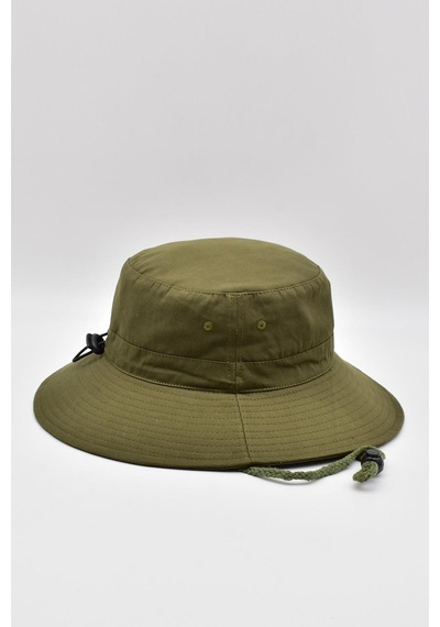 Külah Kadın Haki Outdoor Şapka İpli Bucket Safari Şapkası - Standart Haki