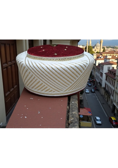 Fabrikam06 Sultan Sarık Bordo Sarık İmam Sarığı İmam Fesi Cami Sarığı Takke Cübbe S113 58 Cm Bordo