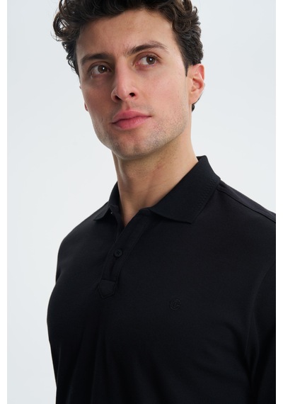 AR-MA Arma Erkek Likralı Pike Regular Fit Polo Yaka Tişört Y27374307801 Siyah