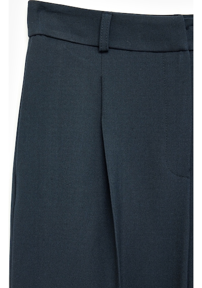 Koton Cepli Regular Fit Düz Bol Paça Pileli Kumaş Pantolon Lacivert 7sak40039pw