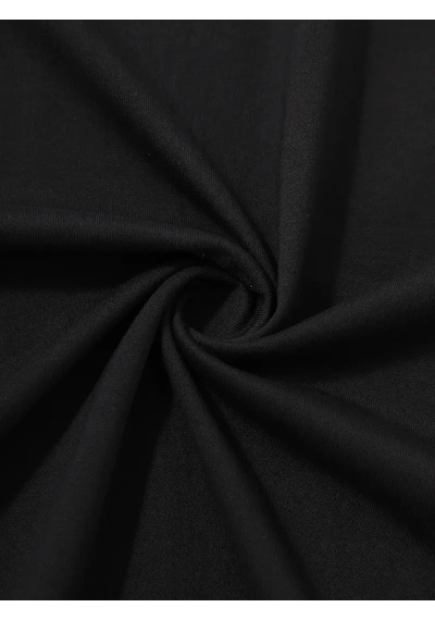 Barlashive Erkek Kısa Kol Yazlık Tişört Bisiklet Yaka Palmiye Baskılı T-shirt - Siyah Çok Renkli