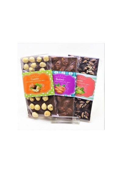 Dark Brown Badem Fındık ve Antep Fıstıklı  3'lü Tablet Bar Çikolata 3 x 100 G