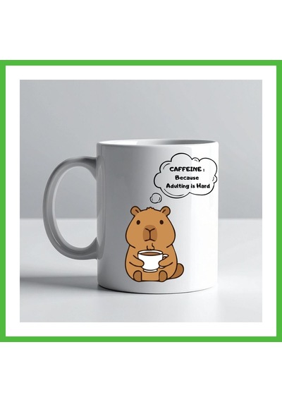 Vaveni Caffeine Because Adulting İs Hard Yazılı Kupa Model 207 Komik Tasarım Seramik Kahve Kupası Hediye Seçeneği Arz Çok Renkli