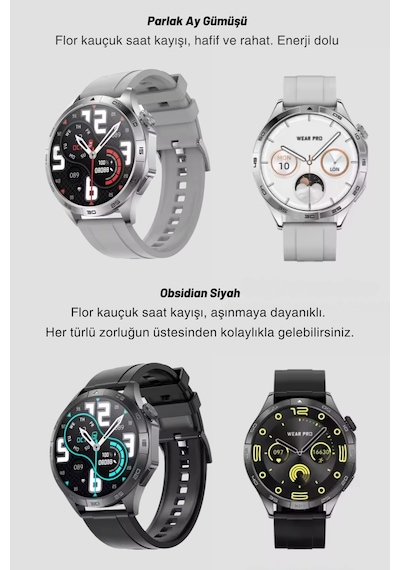 Wearfitpro Gt4 Watch Yuvarlak Amoled Ekran Yeni Nesil Özelliklere Sahip Akıllı Saat Siyah