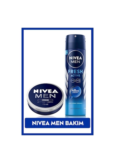 Nivea Men Fresh Active 48 Saat Erkek Sprey Deodorant 150 ML + Nemlendirici Erkek Bakım Kremi 75 ML