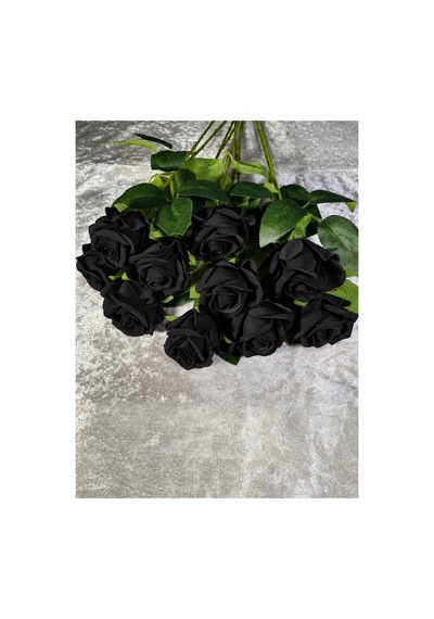 Kaliteli 10 Lu Siyah Yapay Kadife Gül Ev Vazo Dekor Süsü Özel Gün Çiçeği Yapay Çiçek 45-50 Cm Siyah - 929118804 Siyah