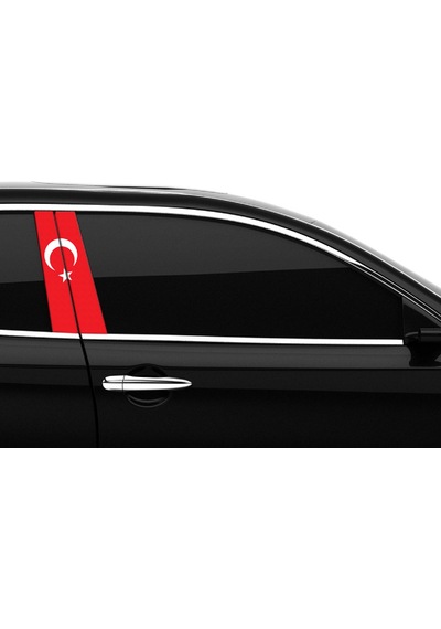 Araba Etiketleri, Tuning Kaplama, Direk Folyosu - Türk Bayraği-2 Renkli