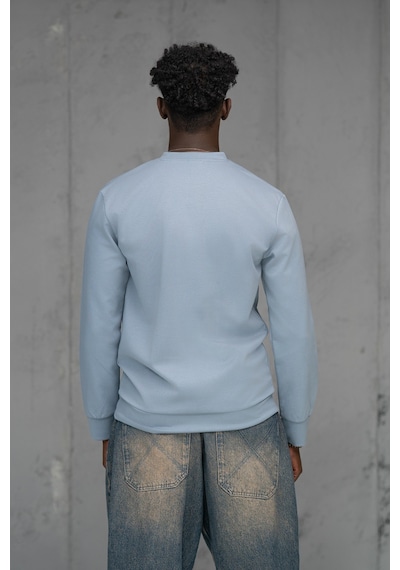 Fbı Slimfit Modal Kumaş Baharlık Sıfır Yaka Likralı Sweatshirt Mavi