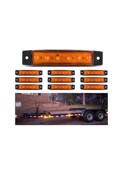Ahmet Otomotiv Dorse Parmak Lamba 12 -24 Volt 6 Ledli Sarı Renk 10 Adet Parmak Led Dorse Kamyon Led Lamba