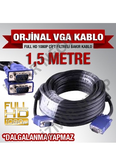 1.5 Mt Vga Kablo Pc Mönitör Arasi Görüntü Kablosu