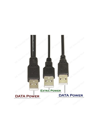 2 In 1 Harici Disk Hdd Usb Y Splitter Kablo 3Xusb Kablo