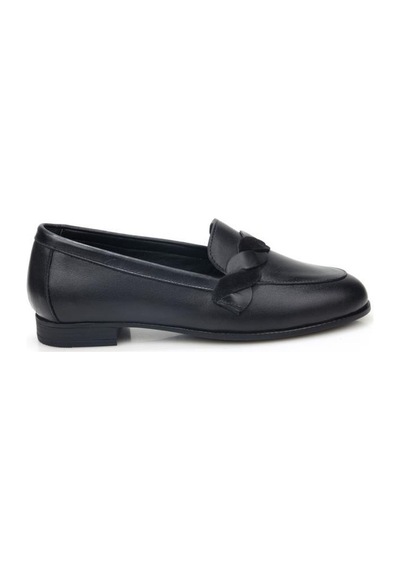 Pisagor Ps-201 Kadın Hakiki Deri Loafer Ayakkabı Sıyah