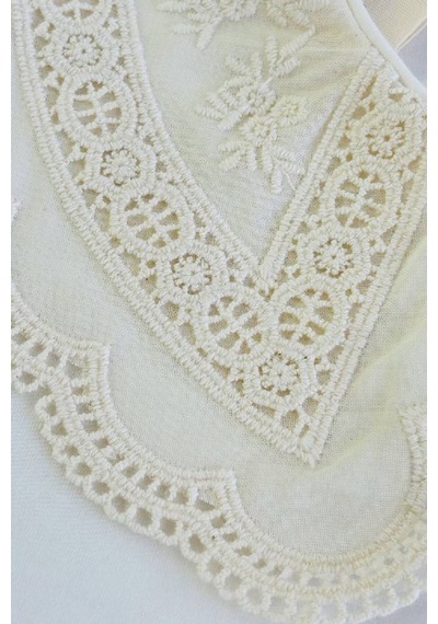 Modanino Kız Çocuk Nakış Yakalı Bluz 3-10 Yaş 12653oz Beyaz