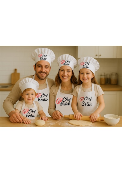 Chef Önlük Ve Şapka Baskı Ve Yaş Soru Kısmından Beyaz