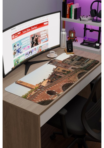 İtalya V1 90x40 Xxl Gaming Kauçuk Kaymaz Taban Mouse Pad Fare Altlığı