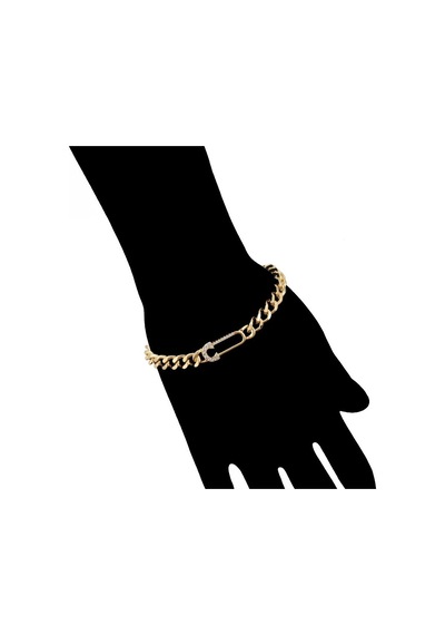 Zirkon Taşlı Modern Kilit Formlu 14 Ayar Altın Kaplama Kadın Bileklik Gold