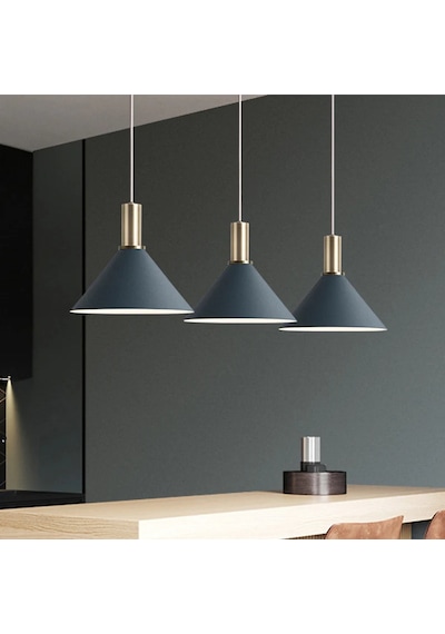 Rsylight Retro Metal Masa Üstü 3 Lü Gri Rustik Dekoratif Sarkıt Avize 100 Cm GRİ İÇİ BEYAZ