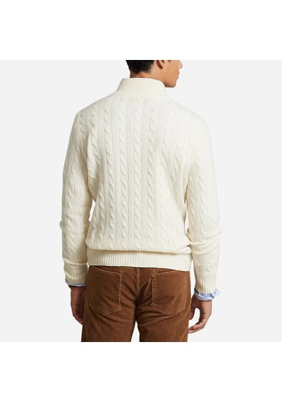 Polo Ralph Lauren Örme Kazak Erkek Yarım Fermuarlı Beyaz