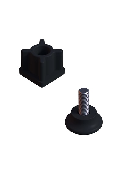 Cateksss 25x25 Mm Plastik Rotil Ayak - Profil Ayağı Tezgah Ayarlı Ayak Siyah - 44 Lü Paket