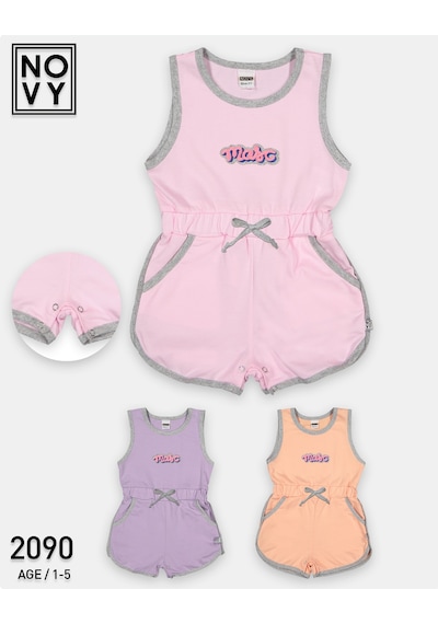 Novy Baby Sıfır Kol Çocuk Şort Tulum - 1-5 Yaş - 2090