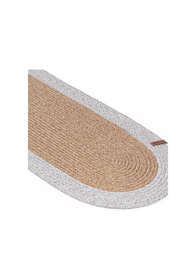 Cesta Amerikan Servis El Yapımı Pamuklu Natural Gri Jüt Örme Dekoratif Runner 37x136cm 9027 Natural Gri