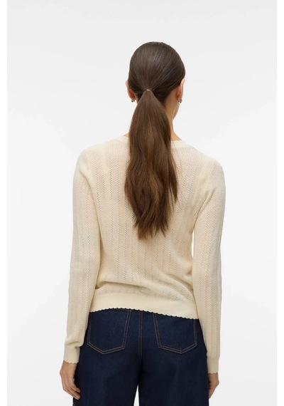 Vero Moda Kadın Vmnewlex Bisiklet Yaka Uzun Kollu Hırka 10340562 Ekru Ekru