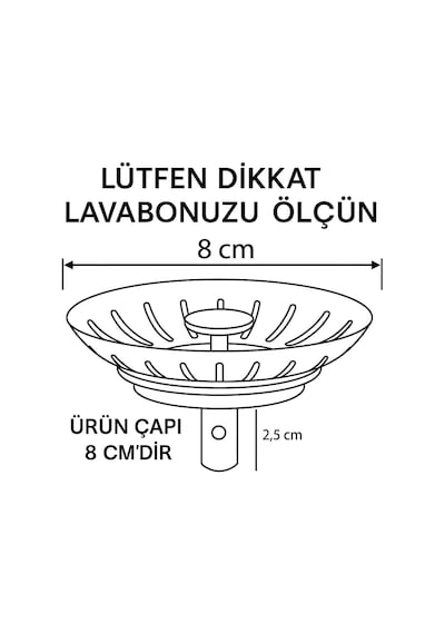 Çöpmak Mutfak Lavabo Sifon Gideri 8 Cm Paslanmaz Metal Tıpa Süzgeç / Dayanıklı, Evrensel Uyumlu Ve Kolay Temi Genel
