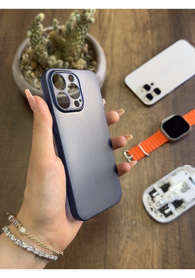 Apple iPhone 13 Pro Uyumlu Süper İnce Mat Ultra Thin Silikon Kılıf Lacivert