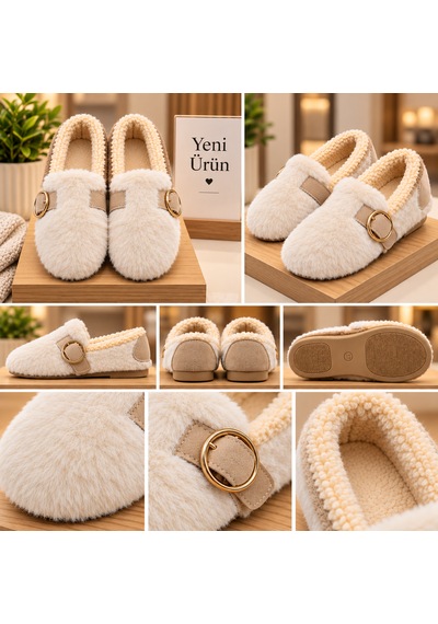 Moon Cloud Kadın Peluş Gold Aksesuar Detaylı Sıcak Tutan Loafer Ev-ofis Ayakkabı-babet Hediyelik-çeyizlik Zyn3001 Kum Beji Moon Cloud Kadın Peluş Gold Aksesuar Detaylı Sıcak Tutan Loafer Ev-ofis Ayakkabı-babet Hediyelik-çeyizlik Zyn3001 Kum Beji