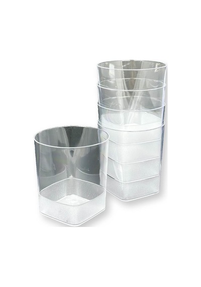 1 Adet Kristal Sert Plastik Mika Yuvarlak Ve Kare Bardak 10'arlı Paket