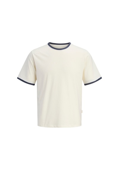 Jack & Jones Cotedazur Ringer Erkek Krem Tişört 12296175-anw