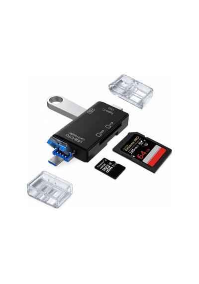 6 İn 1 Otg Kart Okuyucu Type-c Micro Usb Usb-a Destekli Sd Ve Micro Sd Kartlar Android Telefon Ve Pc İçin Çok Fonksiyo